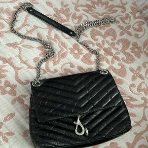 Rebecca Minkoff Edie Chevron Quilt Crossbody Black